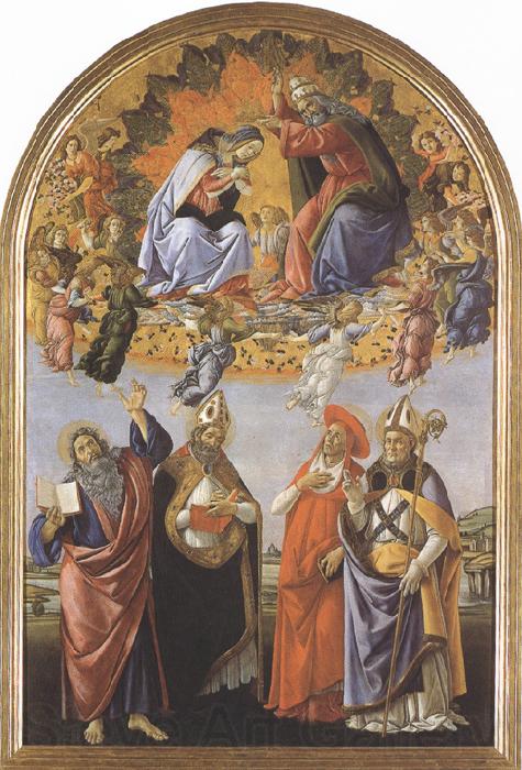 Sandro Botticelli Coronation of the Virgin,with Sts john the Evangelist,Augustine,jerome and Eligius or San Marco Altarpiece (mk36) Norge oil painting art